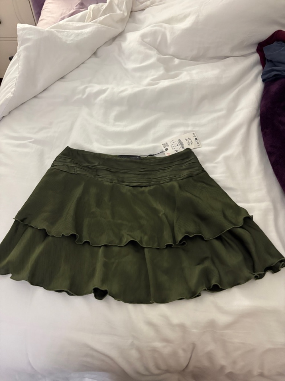 Zara Satin Effect Ruffled Mini Skirt